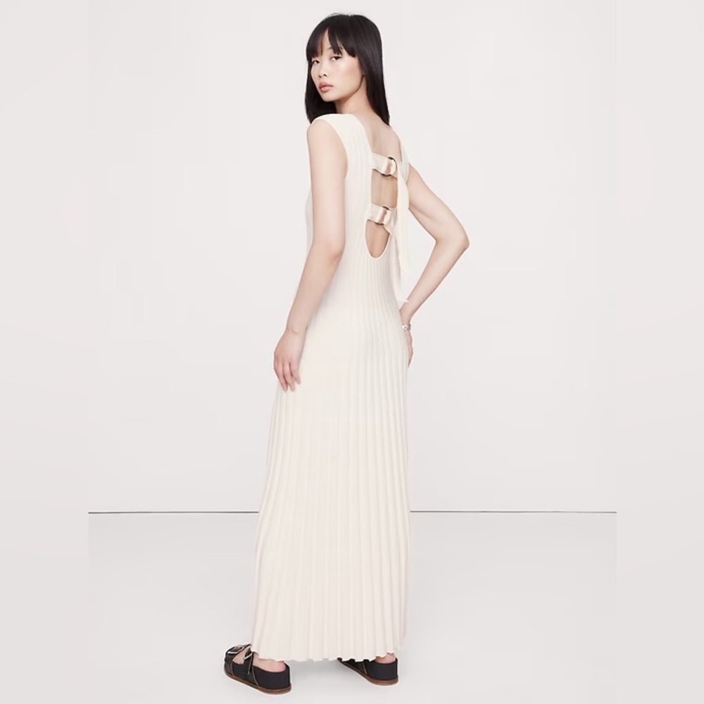 NWT! Banana Republic Iced Vanilla Ivory Sculpted Ribbed Backless Maxi Dress - XL - Picture 2 of 4